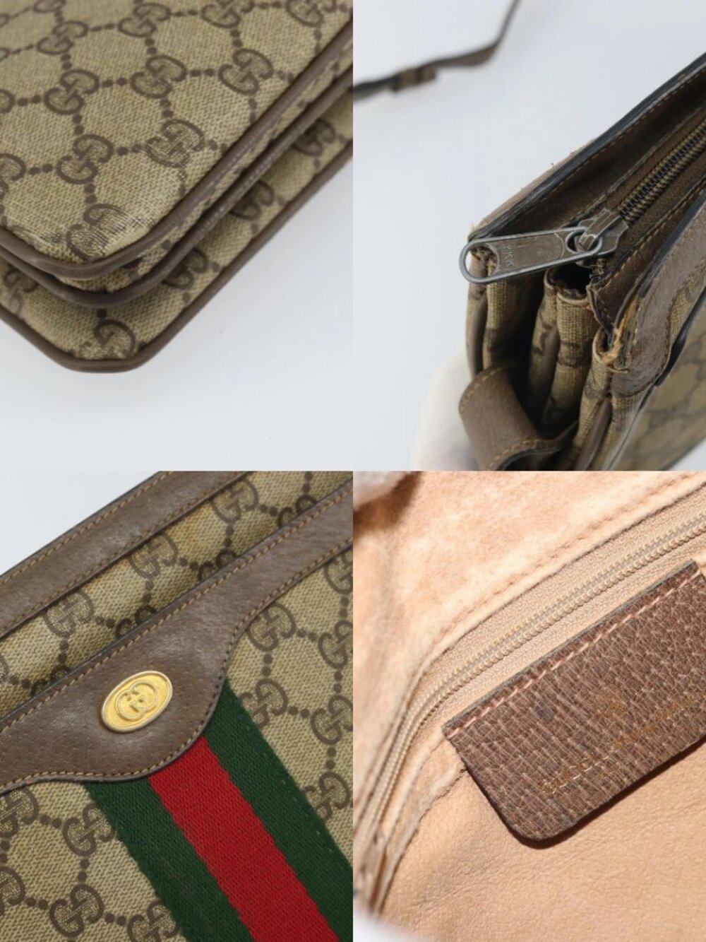 GUCCI GG Supreme Web Sherry Line Bag PVC Beige Gold 02 14 013 Auth 170488 - Picture 15 of 15